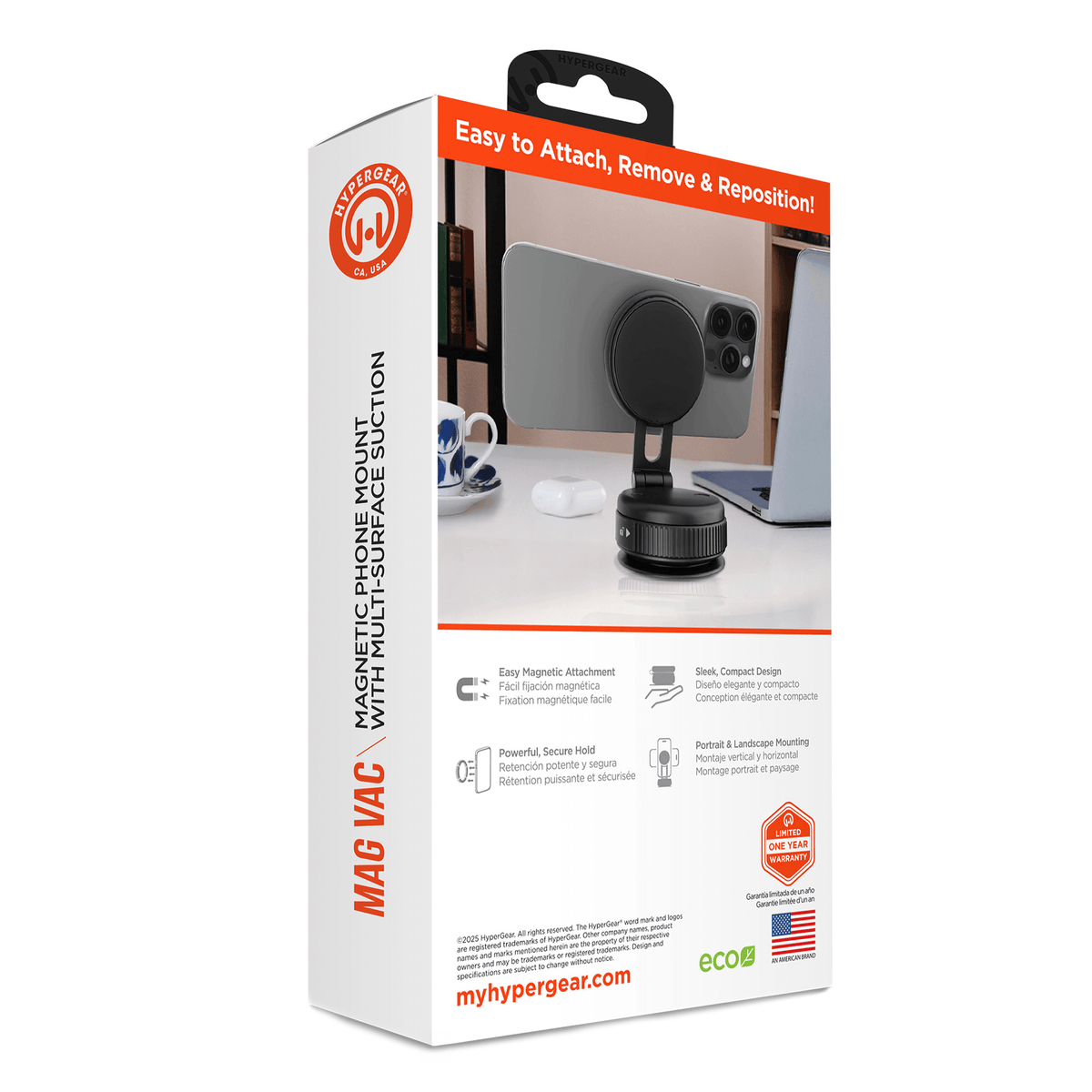 HyperGear Mag Vac Magnetic Phone Mount with Vacuum Suction Cup Base