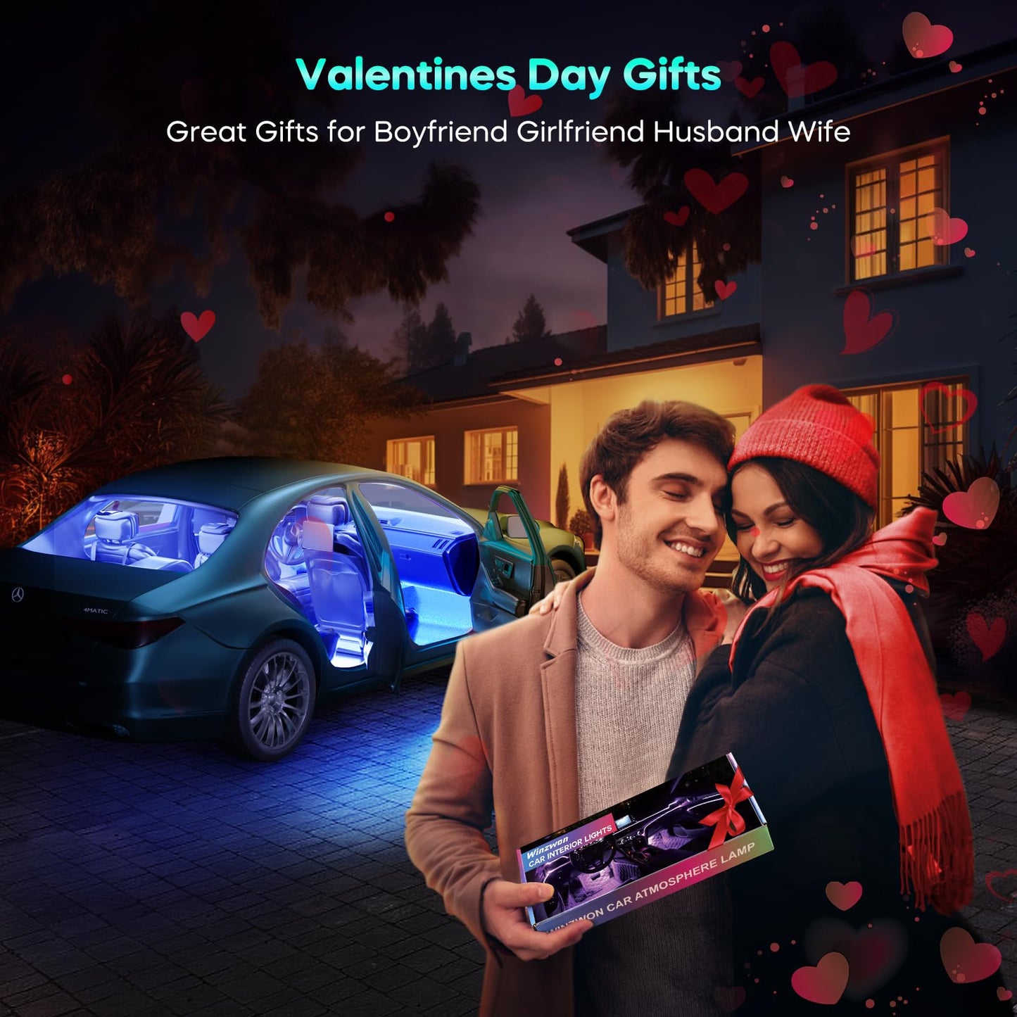 Car Interior LED Lights — Music Sync App Control Color Changing USB Strip Lights for Car & Truck