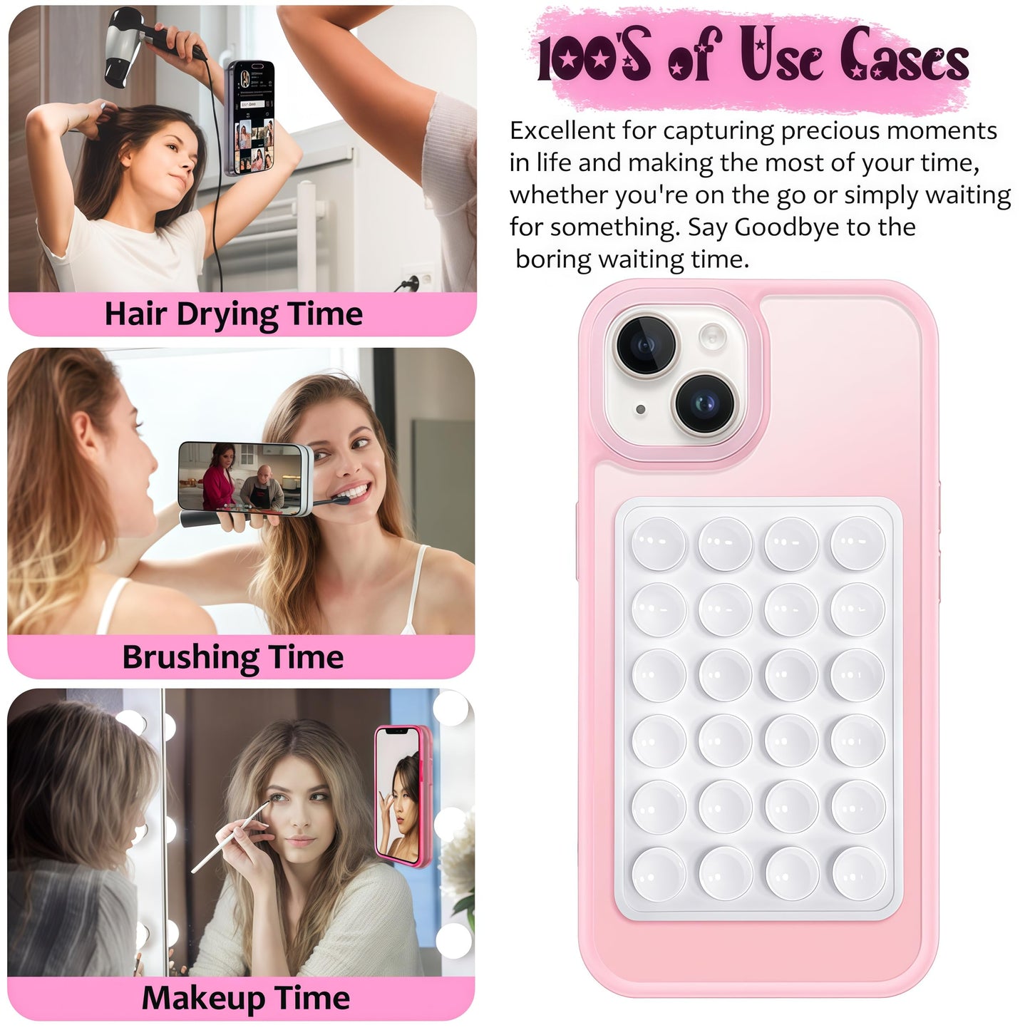 Silicone Suction Phone Mount — Hands-Free Sticky Grip Holder for Selfies, Videos & Mirror, White