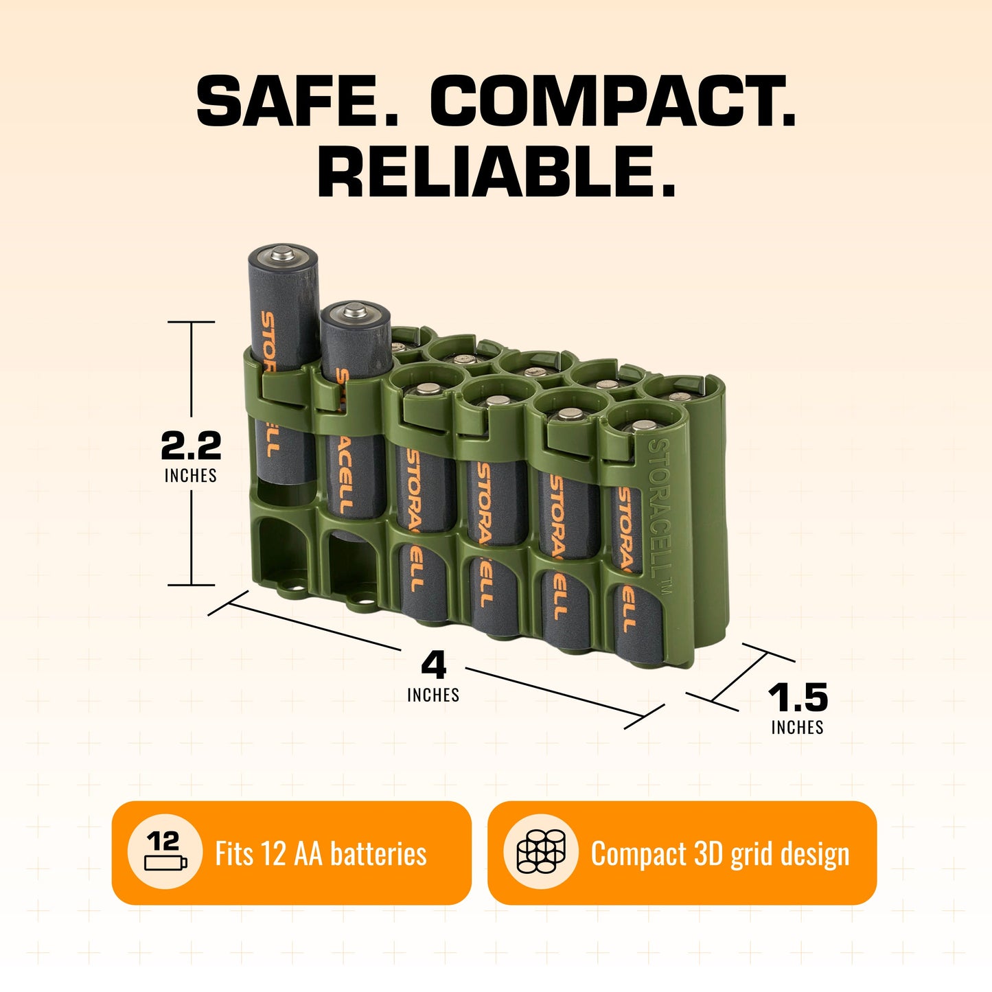 12 AA Pack Battery Caddy (Military Green)