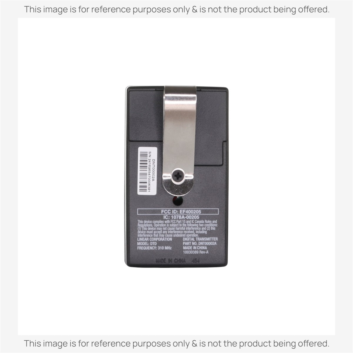 Linear DELTA-3 310 MHz - 1 Button - 8 Dip - Garage Door Opener Remote Control - DNT00002A