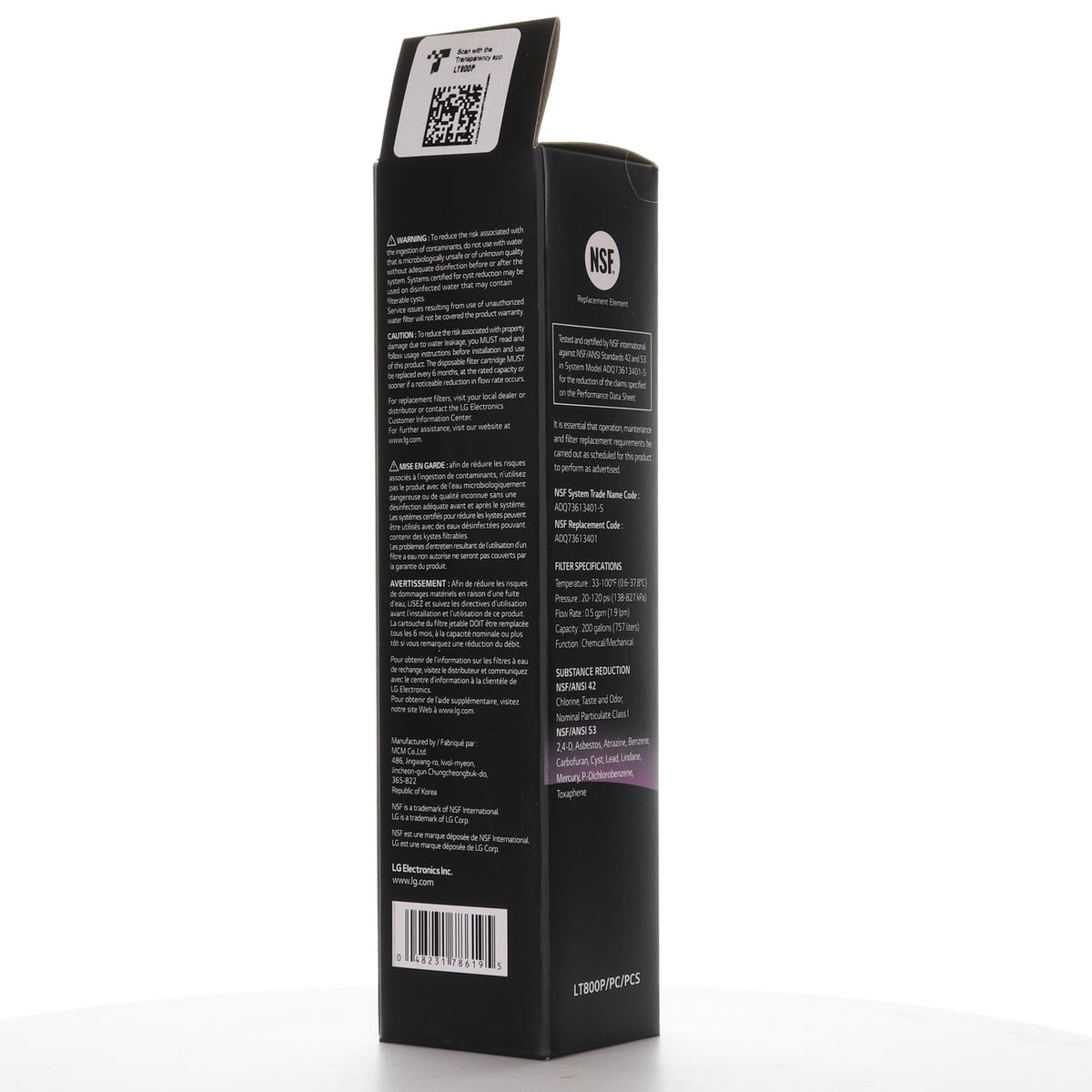 LG LT800P Genuine Refrigerator Water Filter Replacement Cartridge - ADQ73613408
