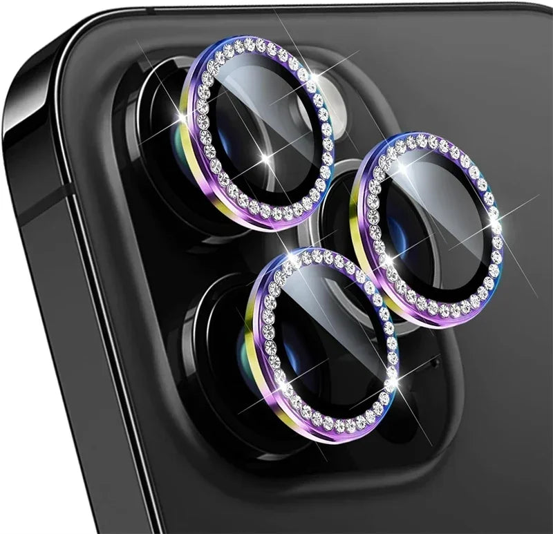 Bling Diamond Glass Camera Lens Protector Case for IPhone 14 15 13 16 Pro Max Plus 12 Mini IPones 16Pro IPhone16 Bumper Cover