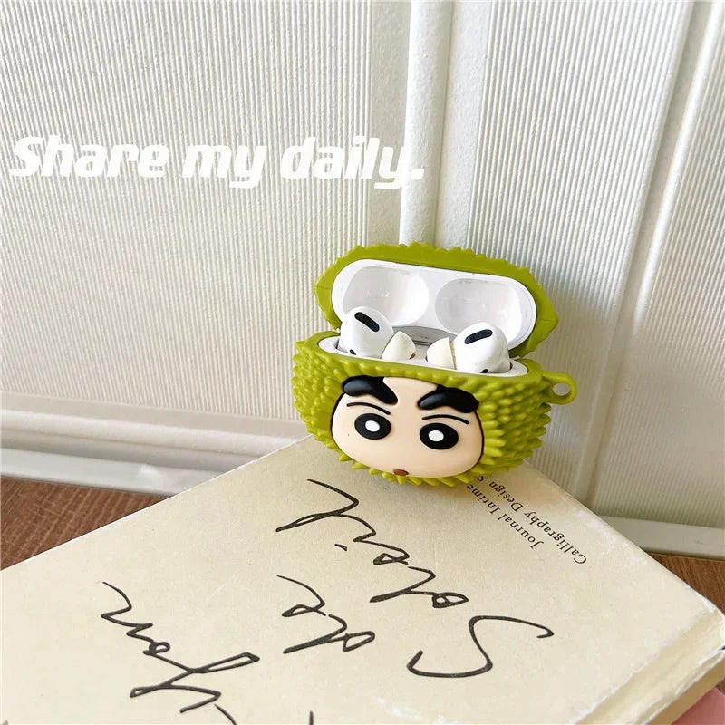 Cute 3D Cartoon Durian Boy Shockproof Protective Earphone Silicone Anime Cover For Airpods Case/Airpods Pro 2 Case Funda