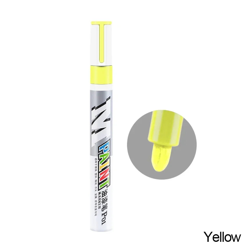 Car Paint Scratches Repair Brush Pen Waterproof Water Paint Marker Pen Car Tire Tread Care Automotive Black White Red Silver