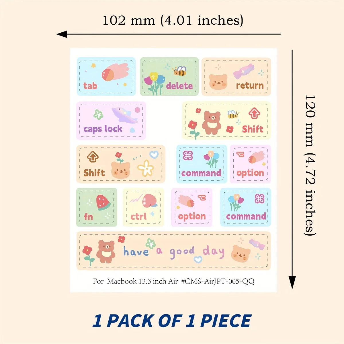 1PCS Cute Bear Pattern Cute Cat Pattern Laptop Partial Keyboard Skin Stickers