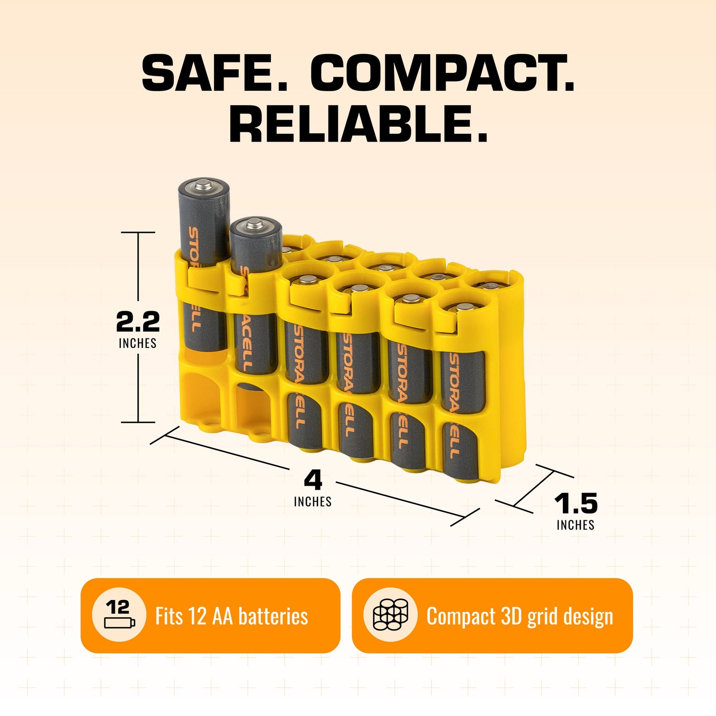 12 AA Pack Battery Caddy (Yellow)