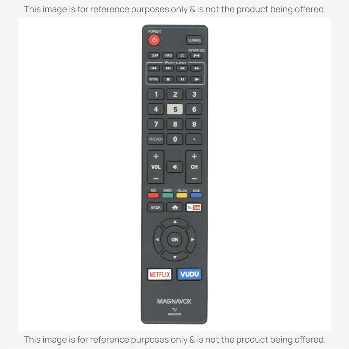 Magnavox NH425UD Smart TV Remote Control | Youtube | Netflix | Vudu - NH425UD