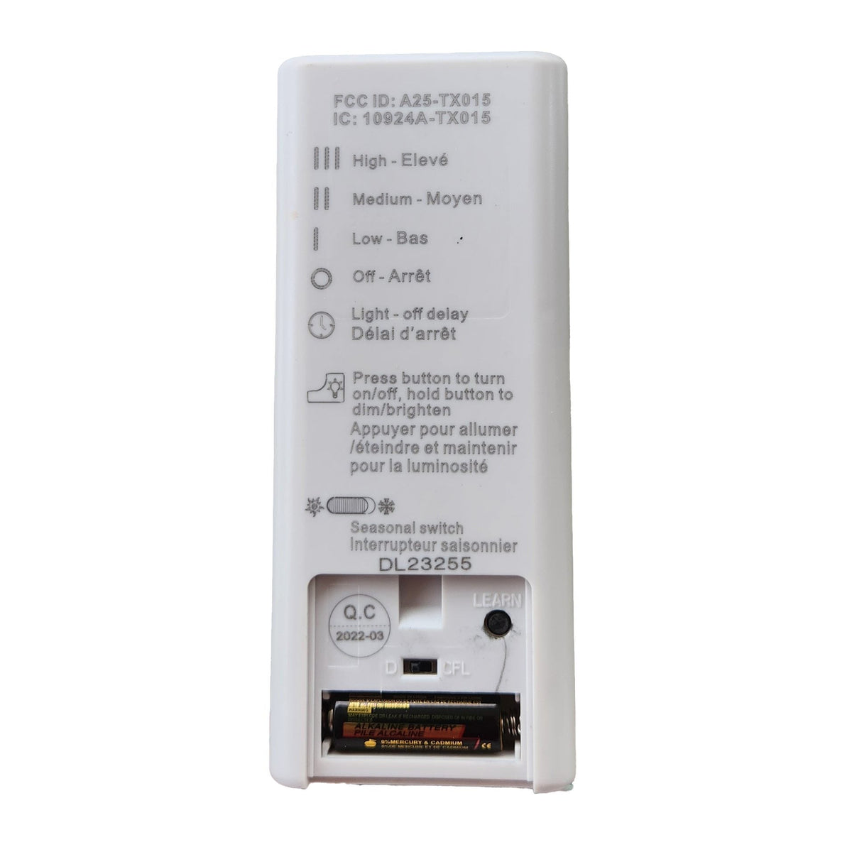 Harbor Breeze A25-TX015 Ceiling Fan Remote Control