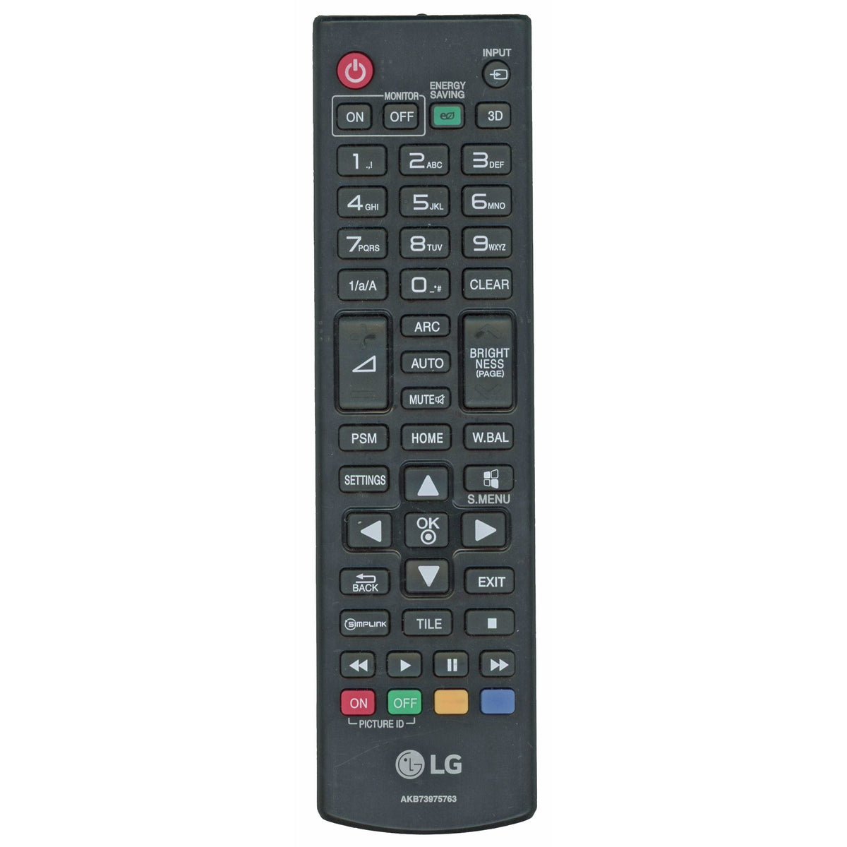 LG AKB73975763 Monitor Remote Control