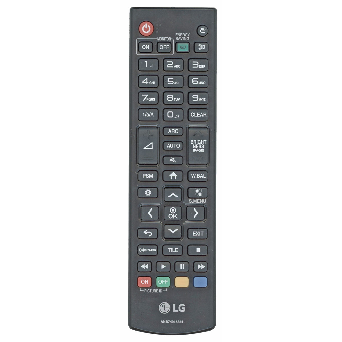 LG AKB74915384 Monitor Remote Control