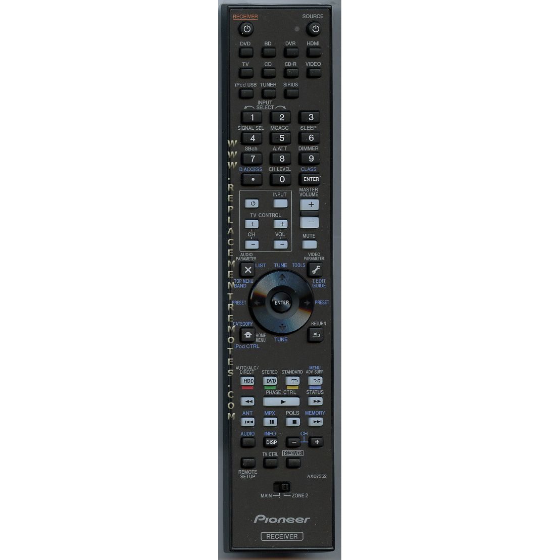 Pioneer AXD7552 Receiver Remote Control
