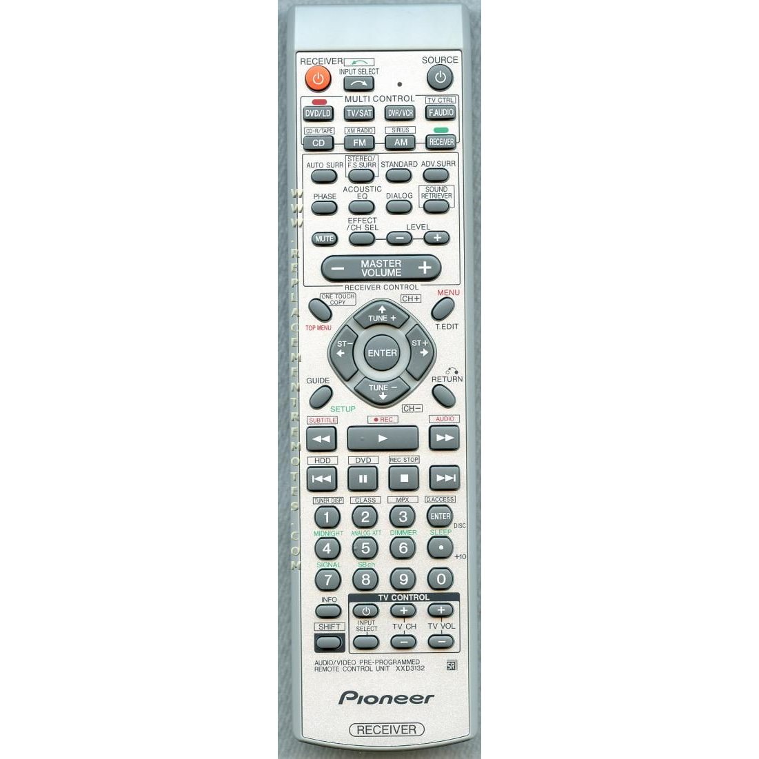 Pioneer XXD3132 Receiver Remote Control