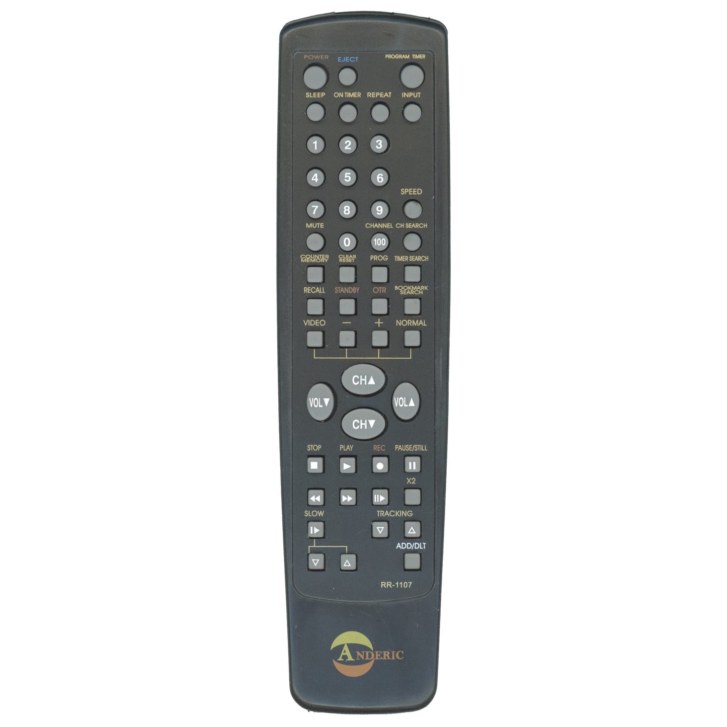 Anderic RR1107 Replacement Remote Control for Panasonic TV/VCR | VSQS1107, VSQS1443