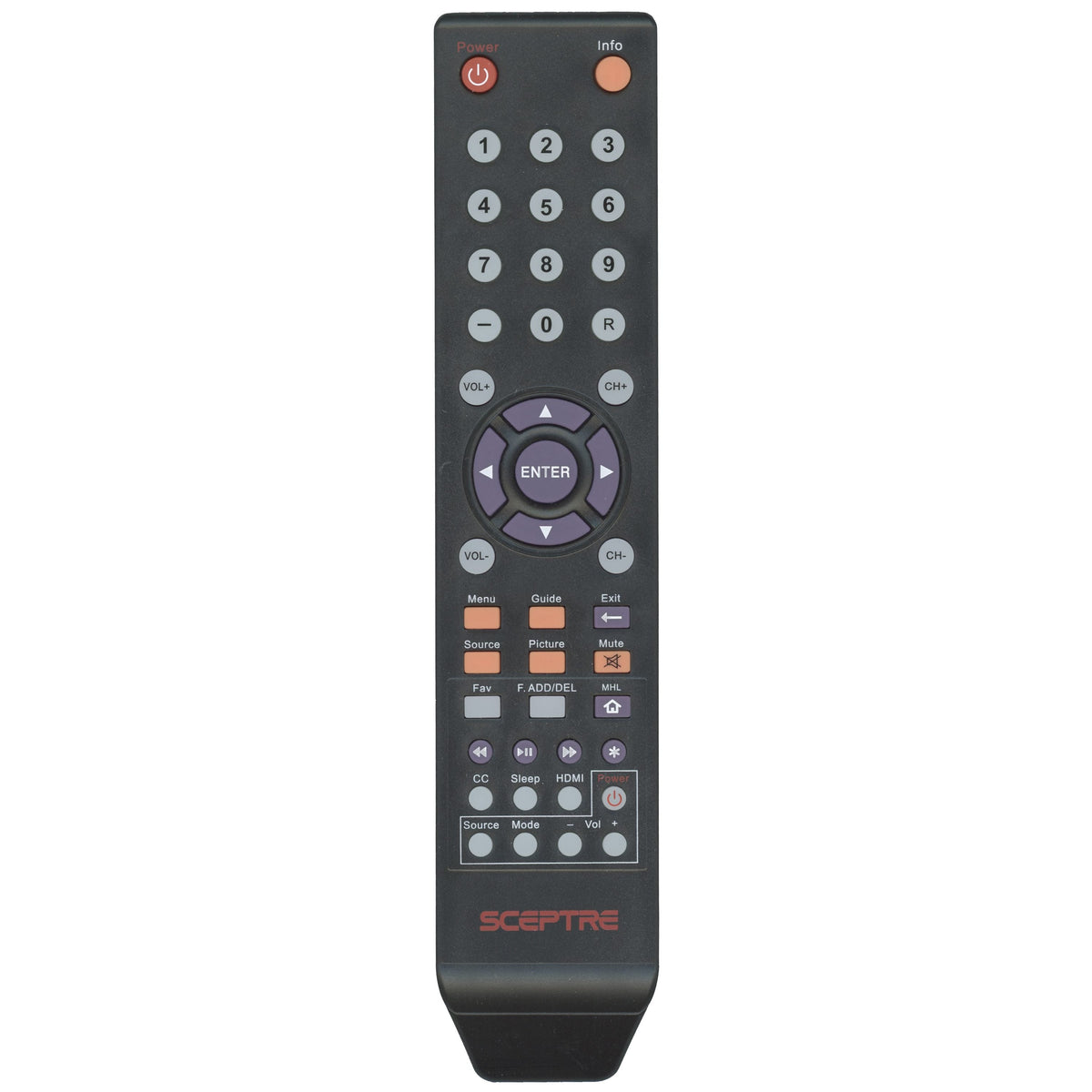 Sceptre 142020479999K TV Remote Control | Roku MHL | sound bar - 142020479999K