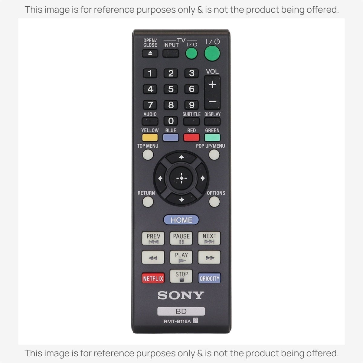 Sony RMT-B116A Blu-ray Disc Remote Control - A-1845-317-A