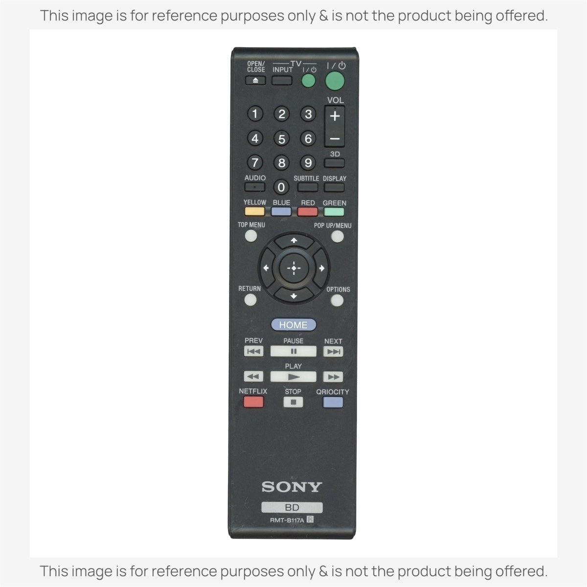 Sony RMT-B117A Blu-ray Disc Remote Control - A-1845-318-A