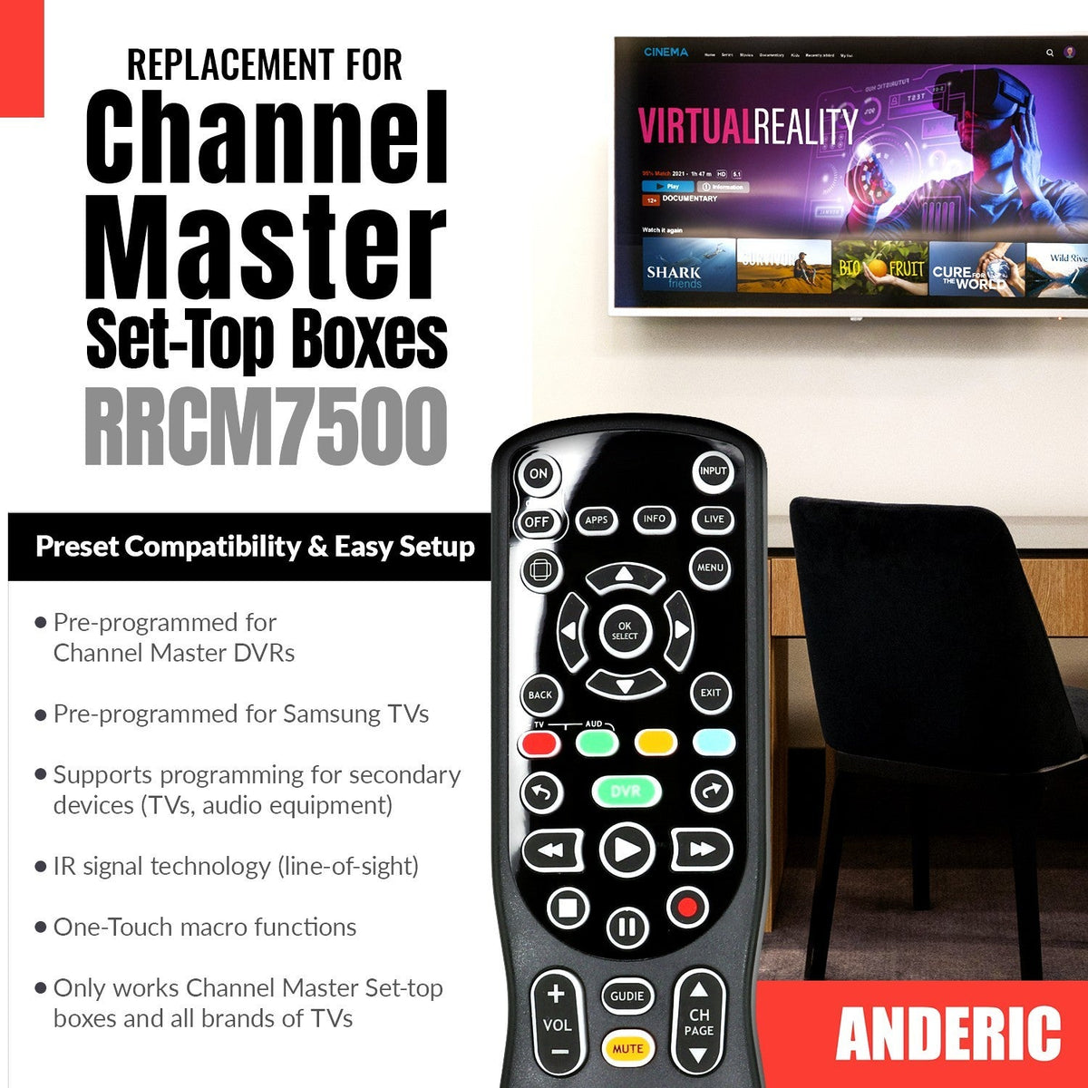 Channel Master CM7500XRC2 Digital TV Tuner Converter Remote Control