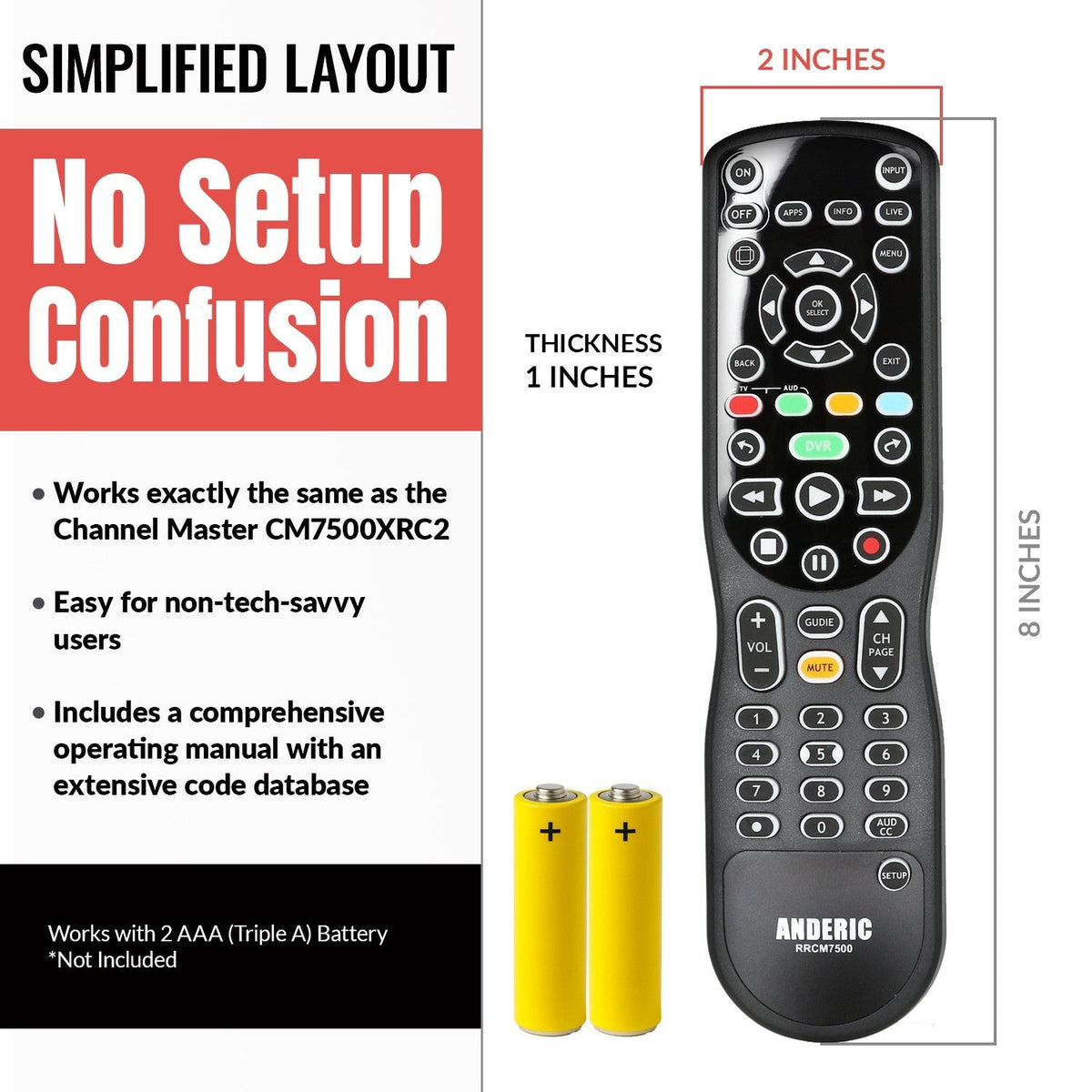 Channel Master CM7500XRC2 Digital TV Tuner Converter Remote Control
