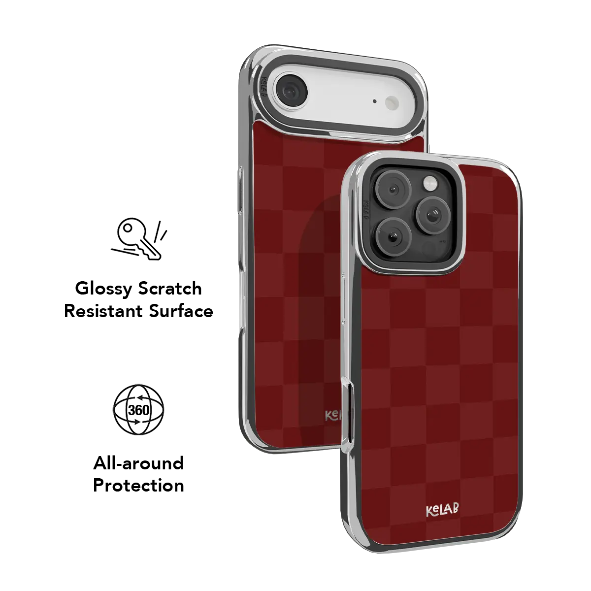 Maroon Check | Bold Checkerboard Pattern Phone Case