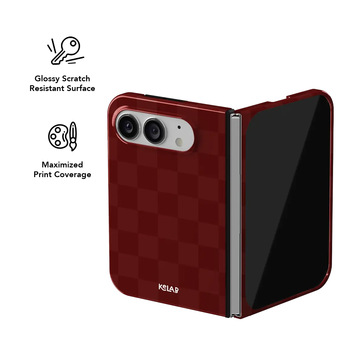 Maroon Check | Bold Checkerboard Pattern Phone Case