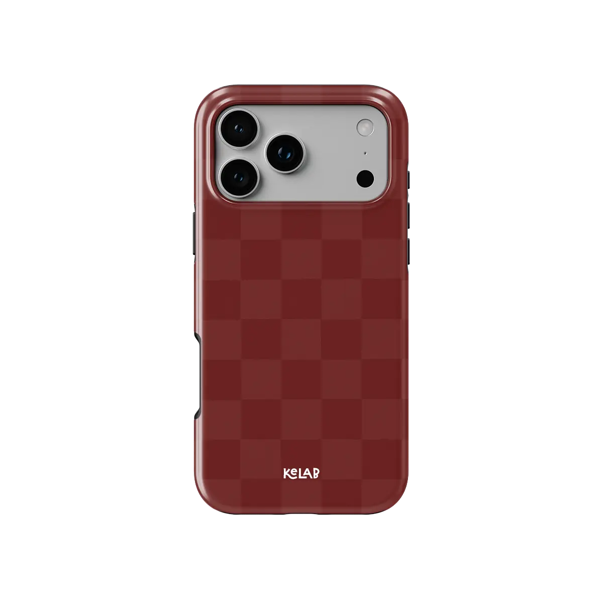 Maroon Check | Bold Checkerboard Pattern Phone Case