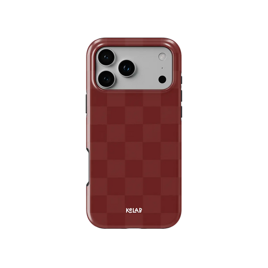 Maroon Check | Bold Checkerboard Pattern Phone Case
