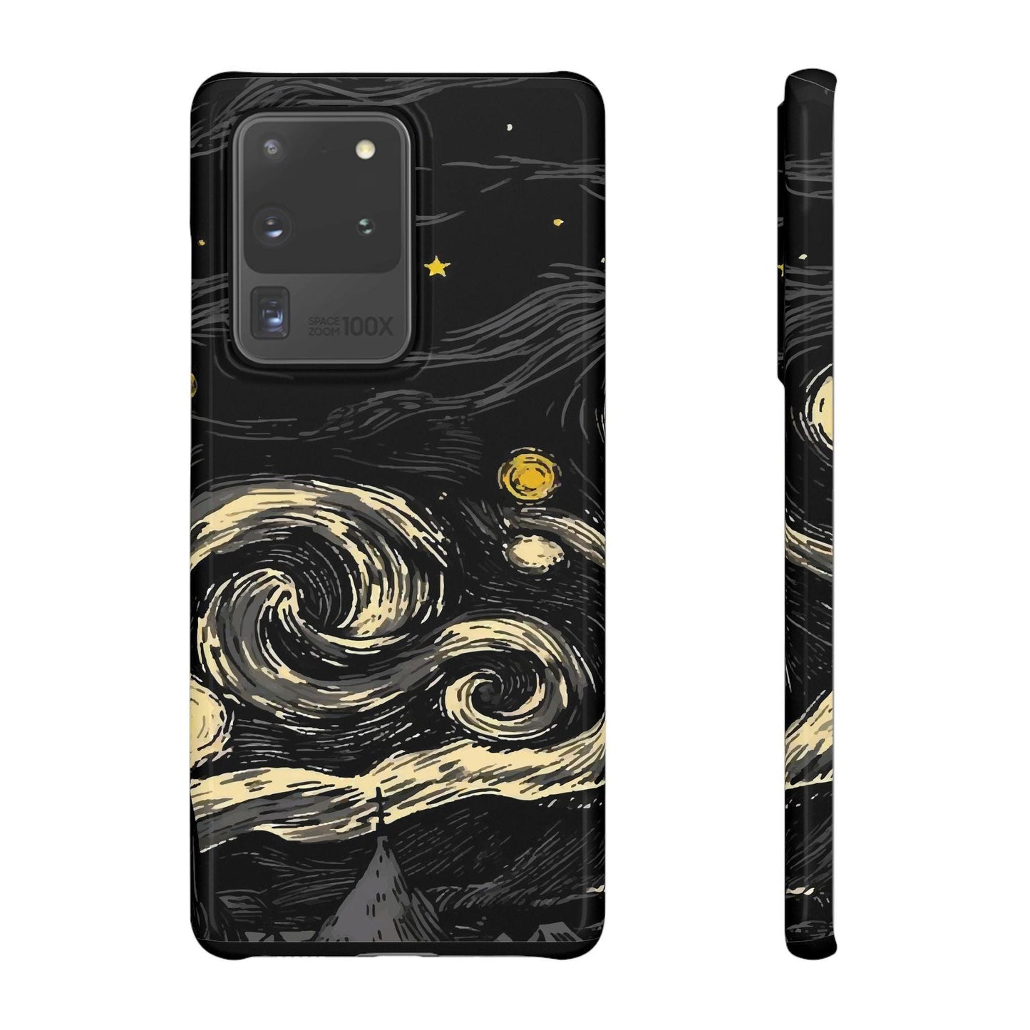 Samsung Clear Silicone Phone Case Black Sky Moon And Stars Pattern