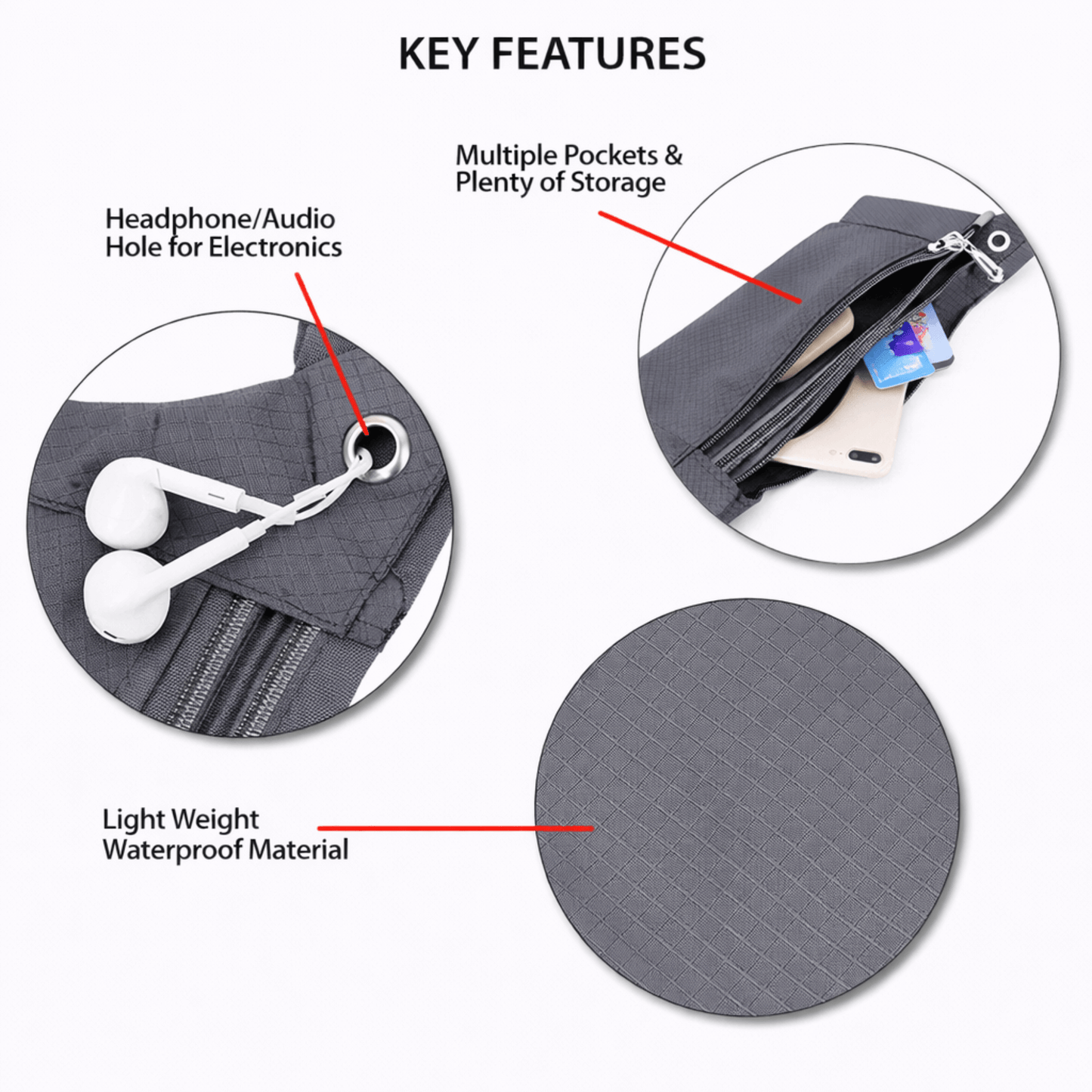 XGear Fitness Waterproof Fanny Pack for Running and Travel