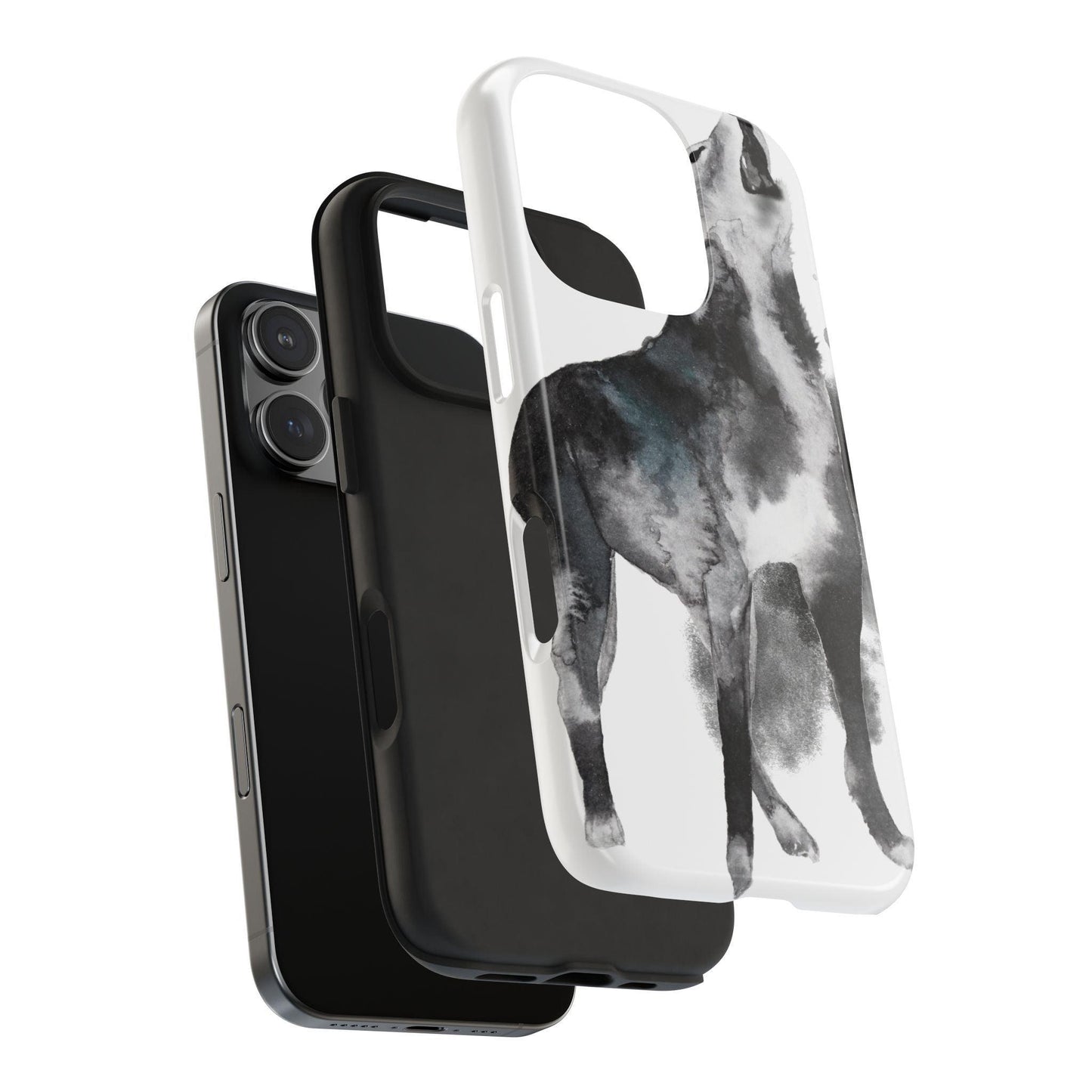 Black and White Dog Printed Tough Phone Cases