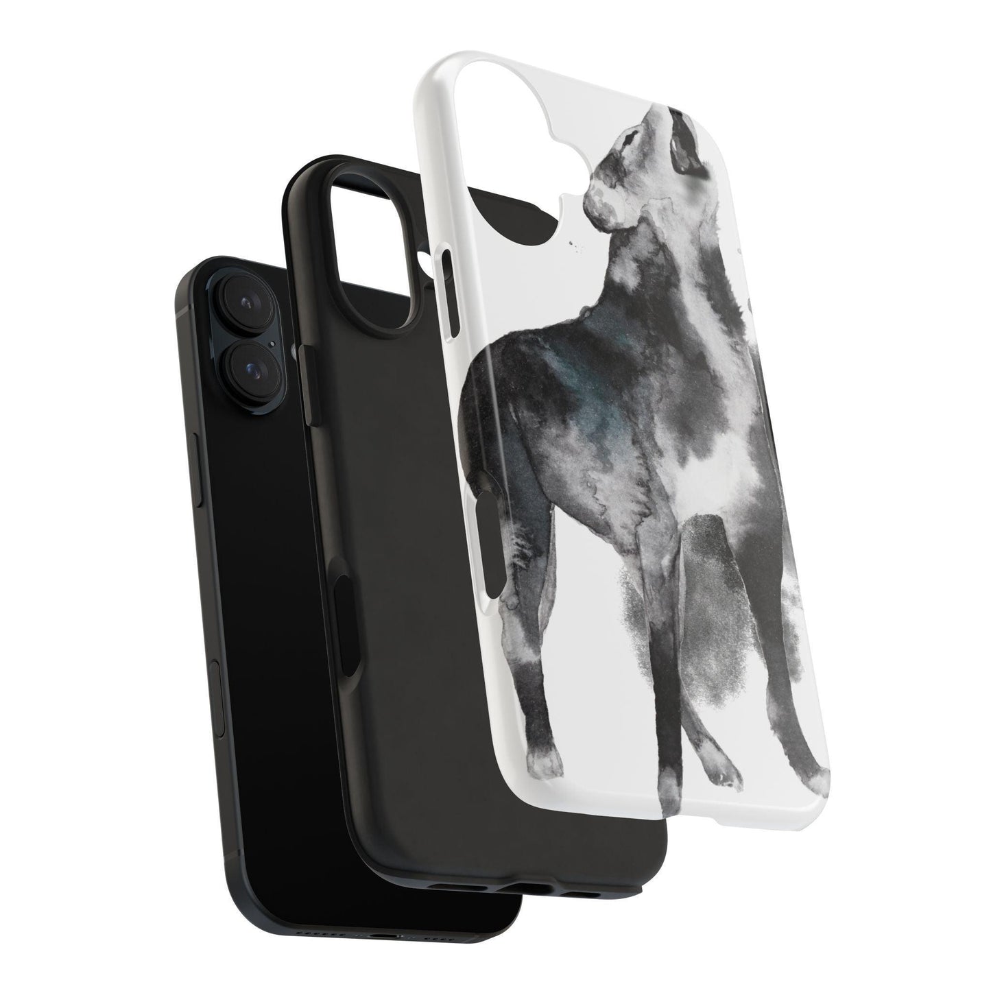 Black and White Dog Printed Tough Phone Cases