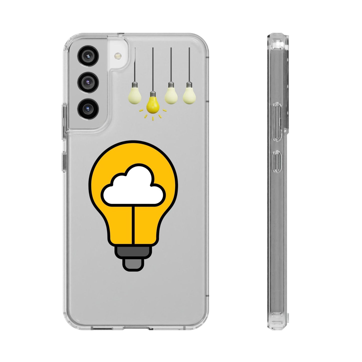 Clear Cases Bulbs with Light Representing Ideas