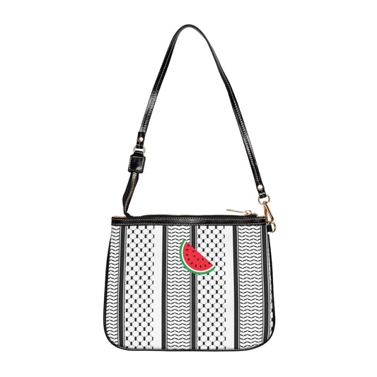 Black and White Kufi Shoulder Bag — Small Leather Crossbody Purse