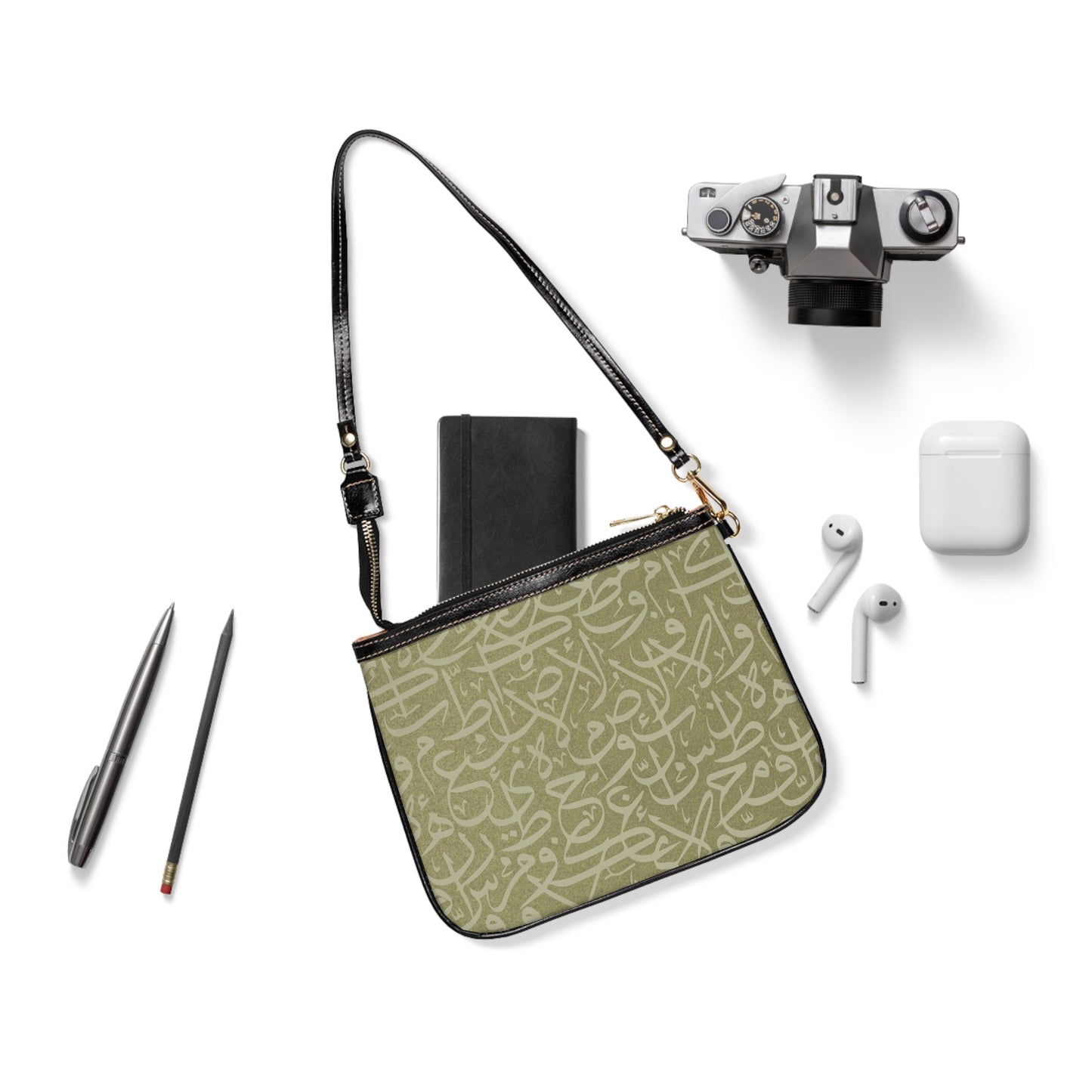 Arabic Calligraphy Letters  Shoulder Bag — Small Leather Crossbody Purse
