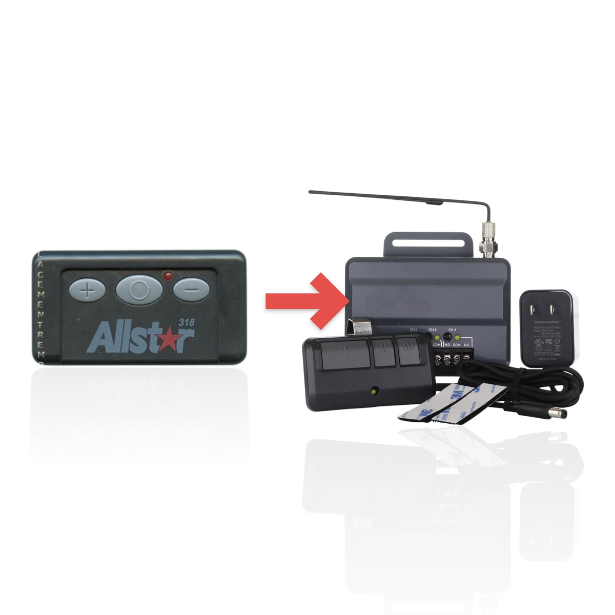 Allstar 110995 Quickcode 3 button 318mhz Garage Door Opener Remote Control