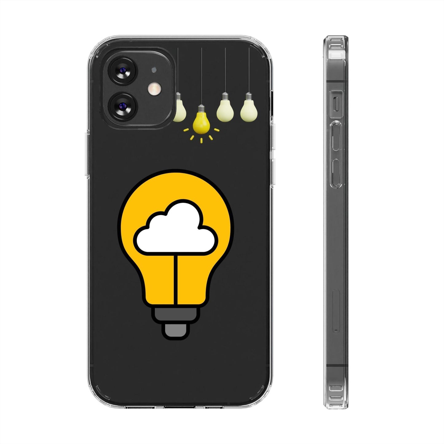 Clear Cases Bulbs with Light Representing Ideas