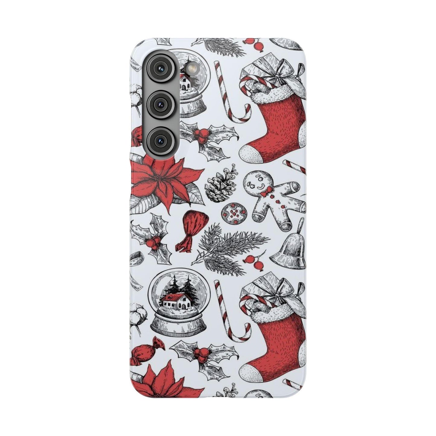 Samsung Clear Silicone Phone Case with Christmas Holiday Pattern – Festive Protection for Your Device