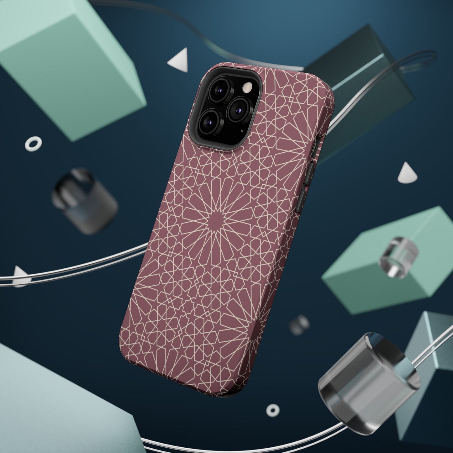 Pink Flower 🌸 Geometric Design Iphone Magnetic Tough Case
