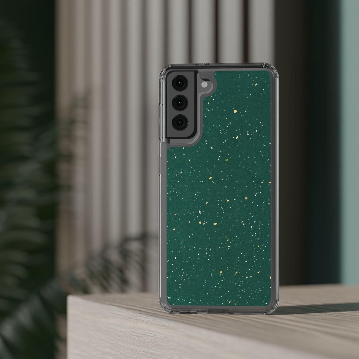 Clear Cases Green with Glitter