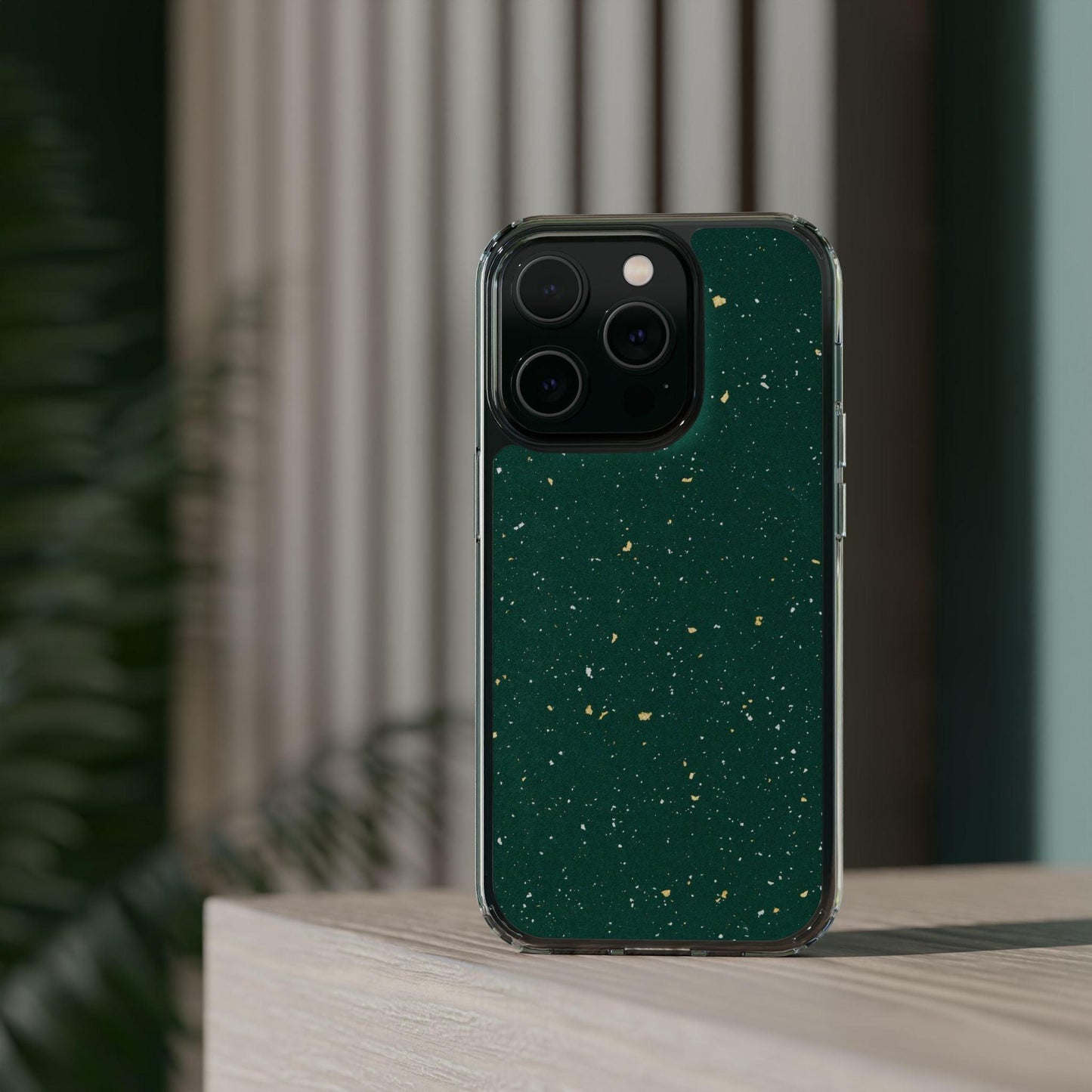 Clear Cases Green with Glitter
