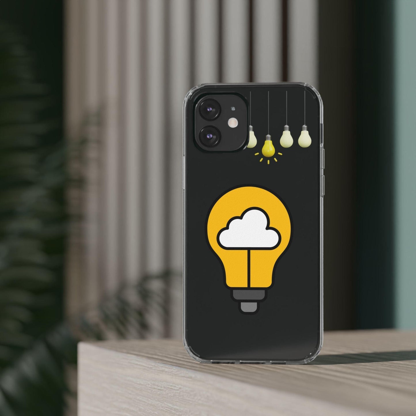 Clear Cases Bulbs with Light Representing Ideas