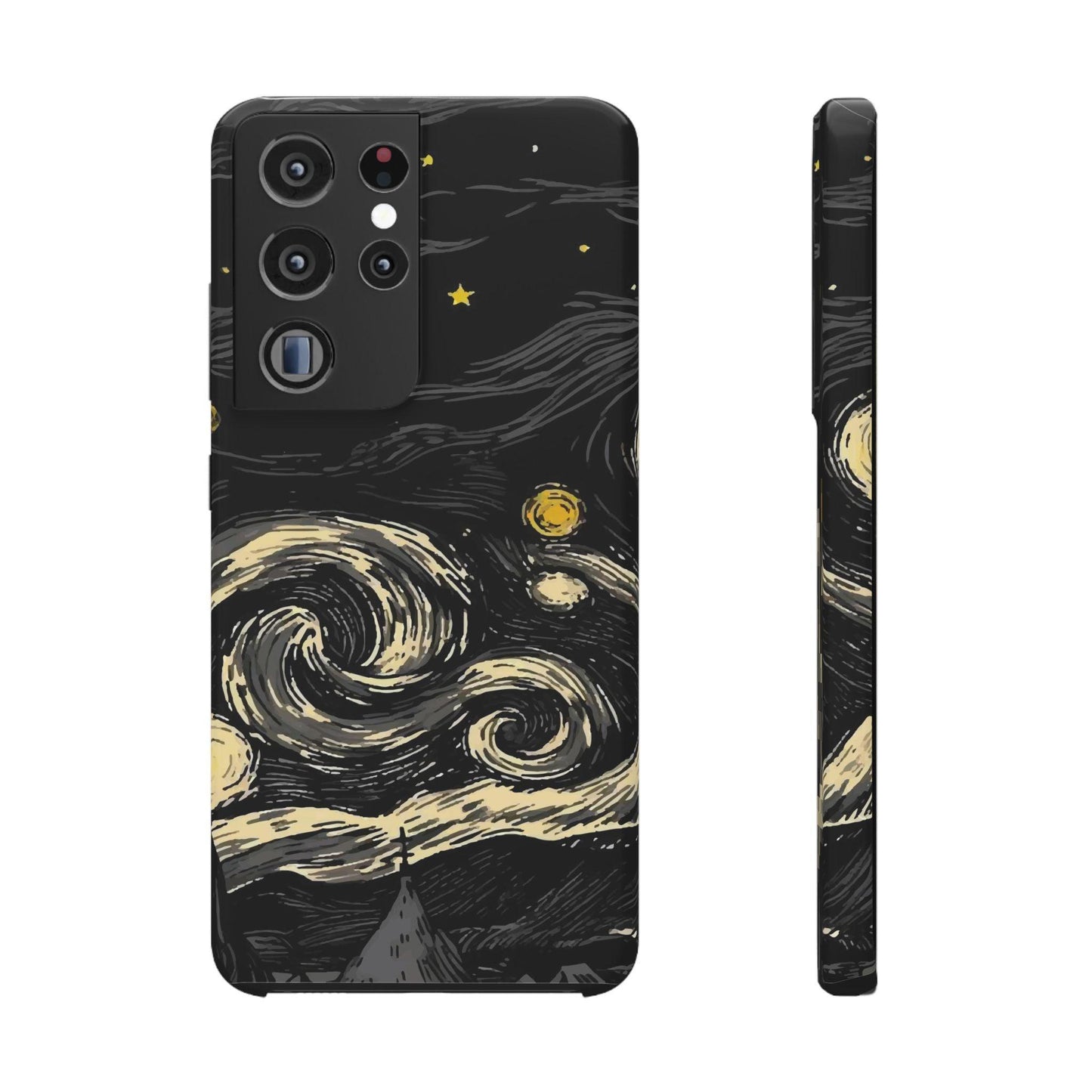 Samsung Clear Silicone Phone Case Black Sky Moon And Stars Pattern