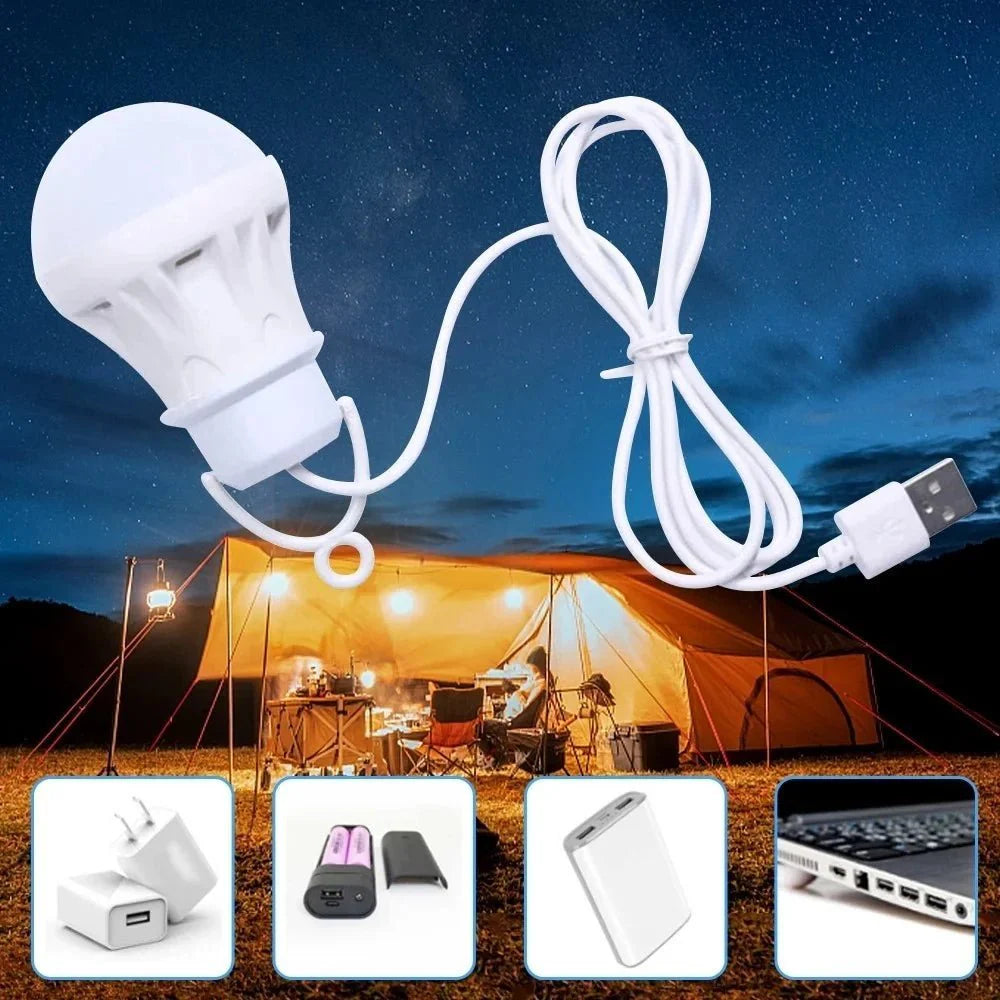 1/2pc 3W/5W/7W Usb Bulb Light Portable Lamp Led for Hiking Camping Ten ...