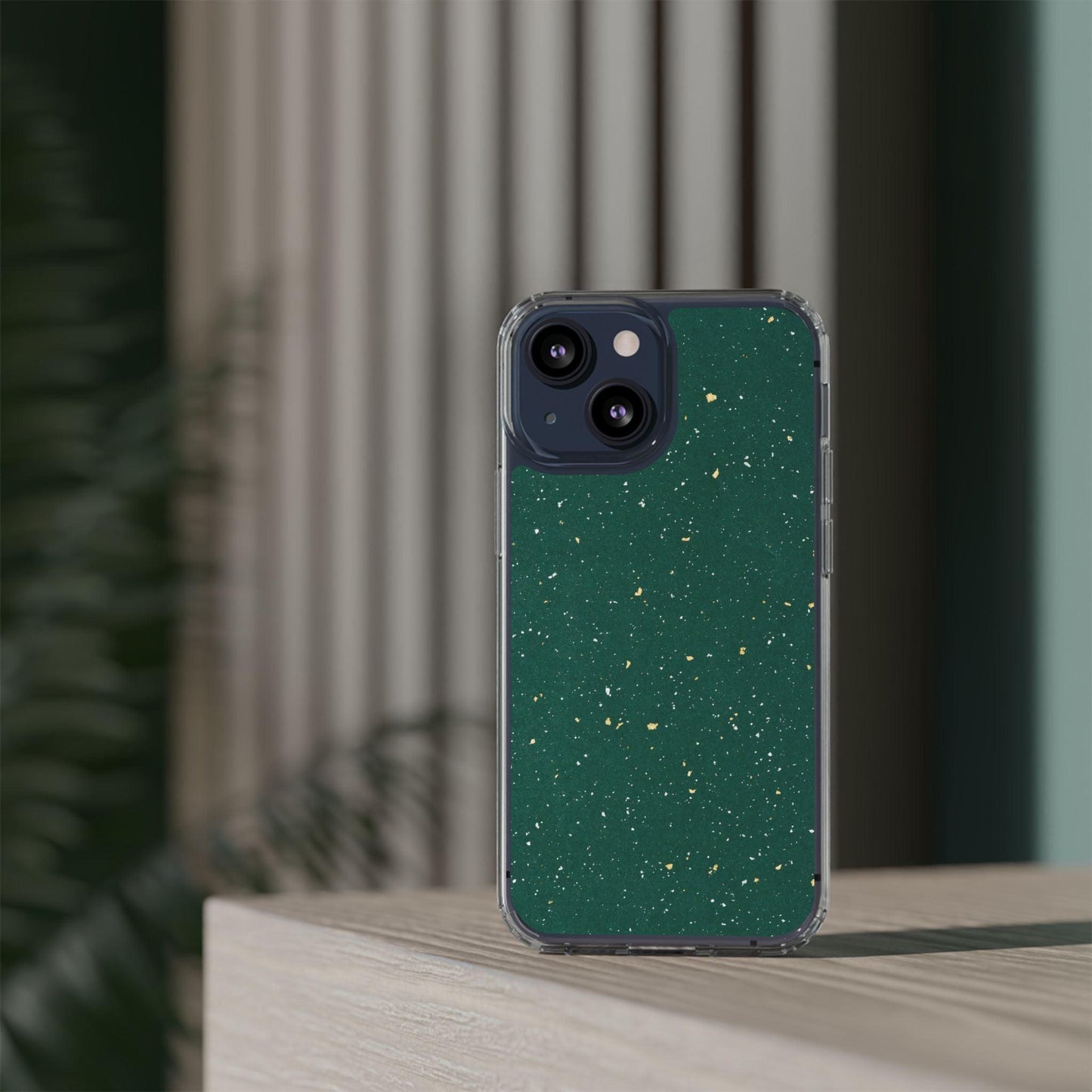 Clear Cases Green with Glitter