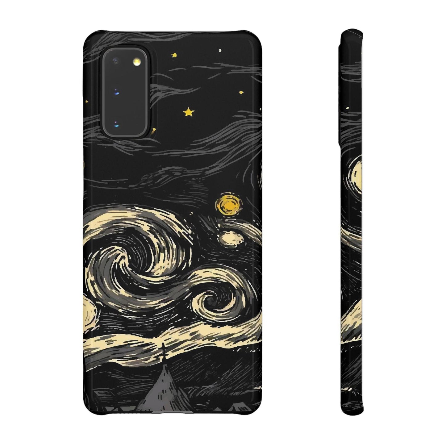 Samsung Clear Silicone Phone Case Black Sky Moon And Stars Pattern