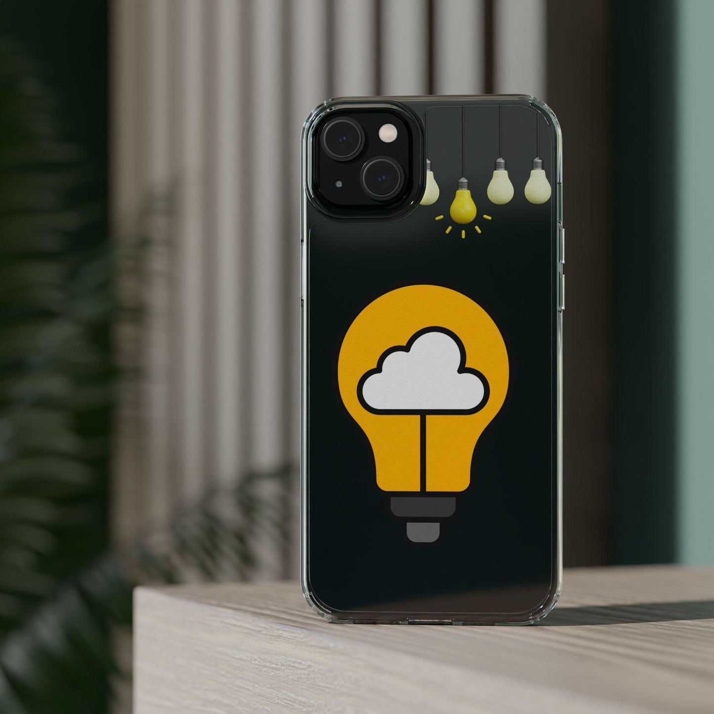 Clear Cases Bulbs with Light Representing Ideas