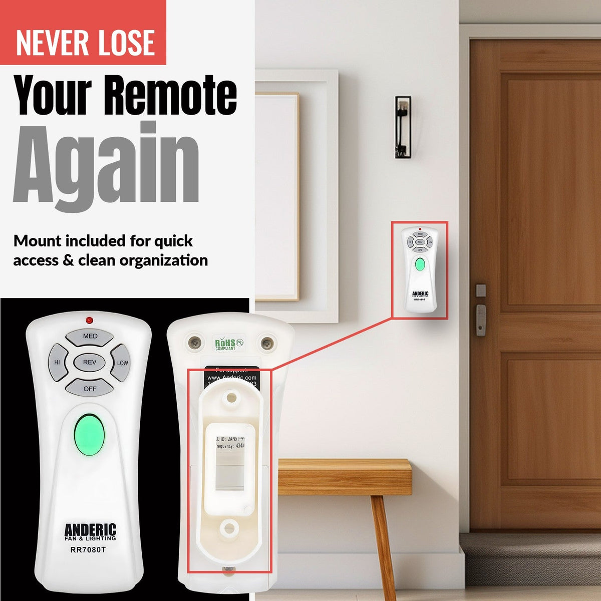 allen + roth UC7080T1 Ceiling Fan Remote Control