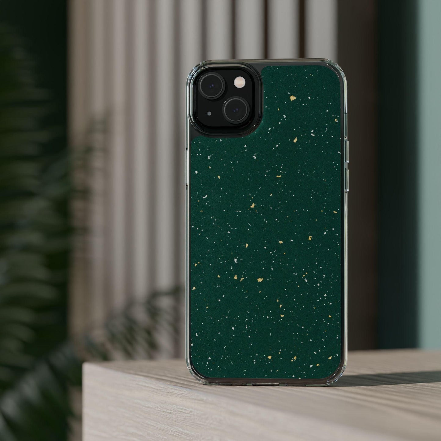 Clear Cases Green with Glitter