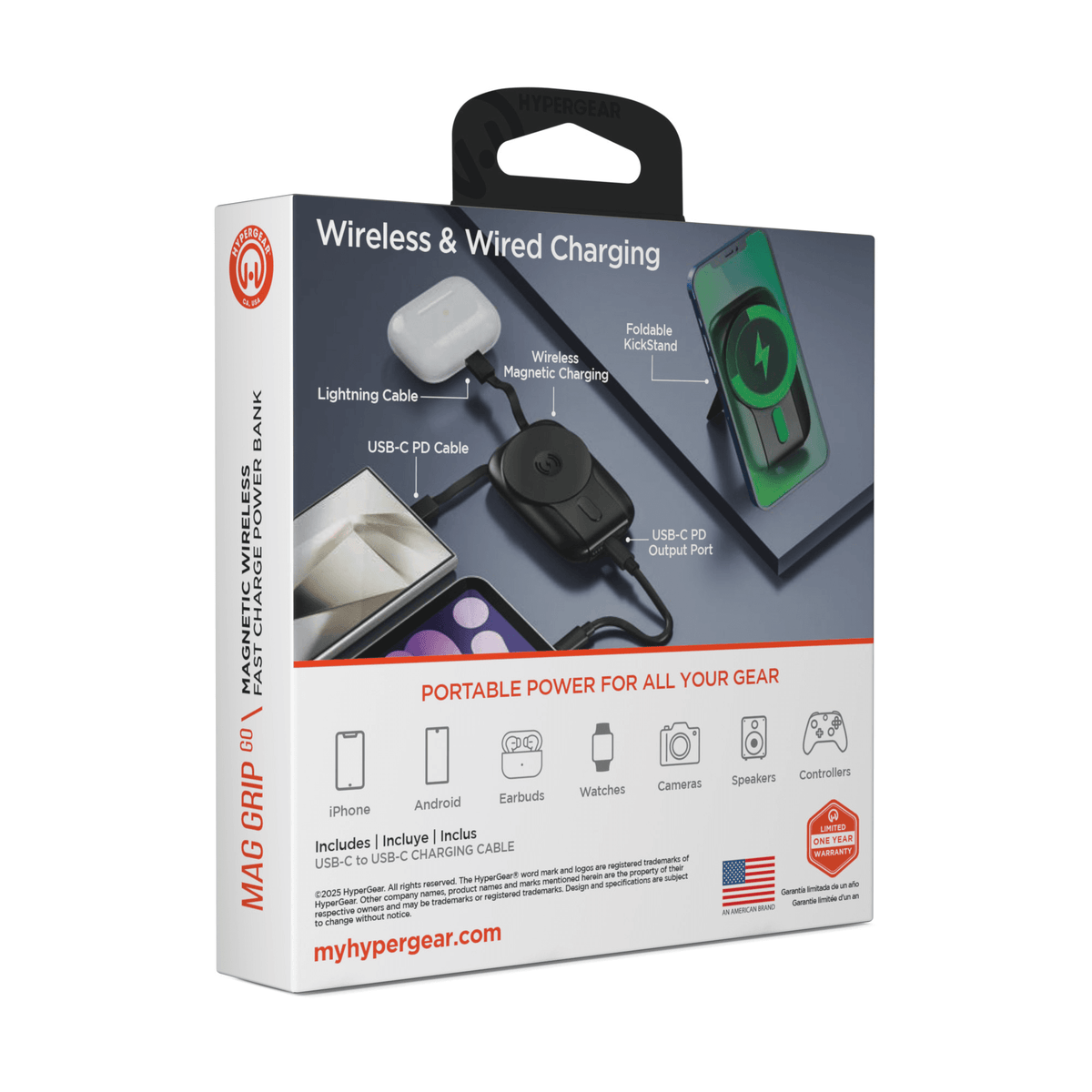 HyperGear Mag Grip Go 5000mAh Wireless Power Bank
