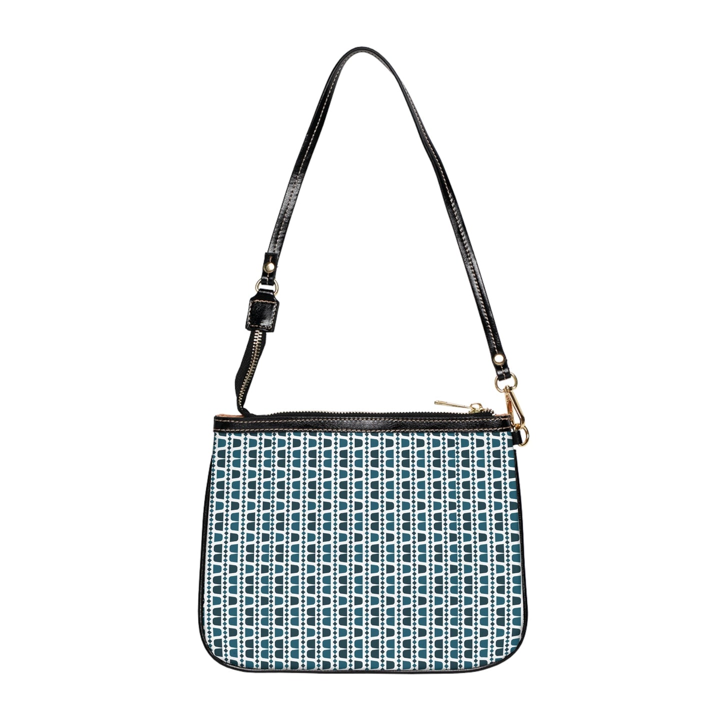 Blue and White Arabic Coffee Cups Shoulder Bag — Small Leather Crossbody Purse